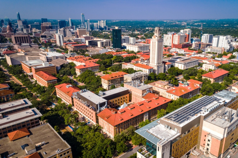 The University of Texas at Austin campus and downtown Austin, TX