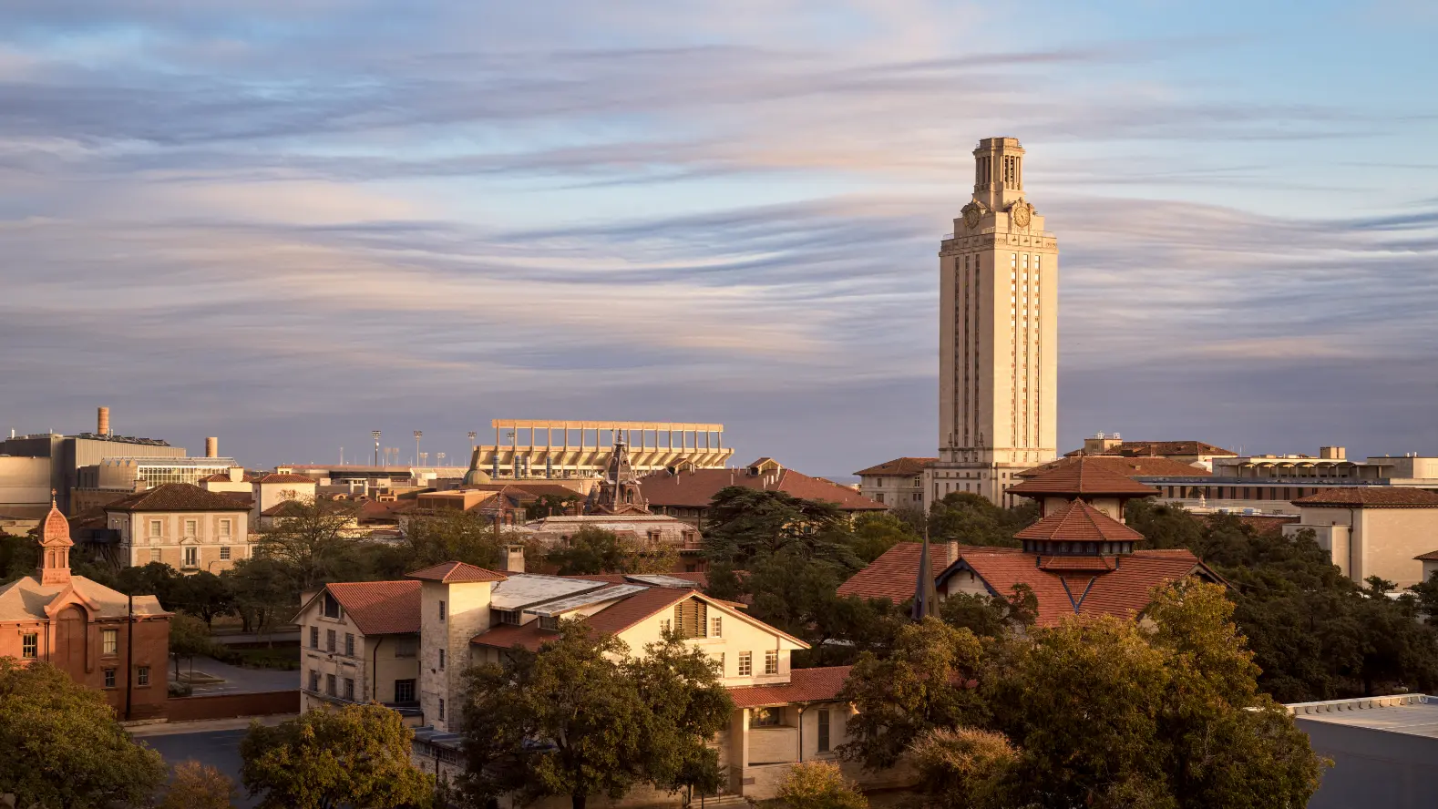 UT campus at sunset